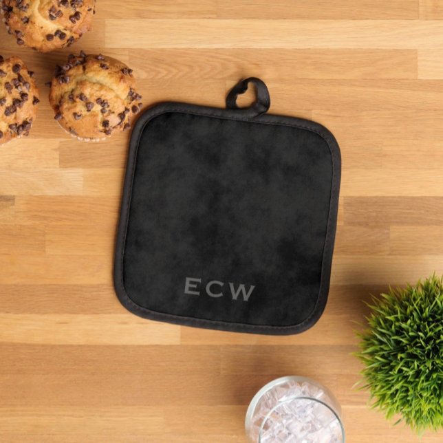 Sharp Faux Stamped Mottled Black Pot Holder (Creator Uploaded)