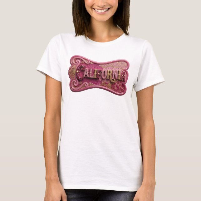 Sharp Gold CALIFORNIA Print v2 T-Shirt (Front)