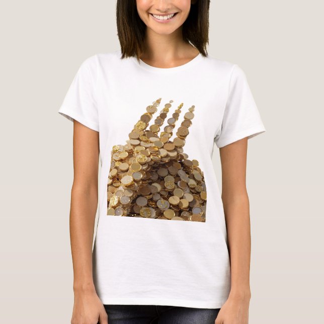 Sharp Gold HAND OF MONEY Bold Design T-Shirt (Front)
