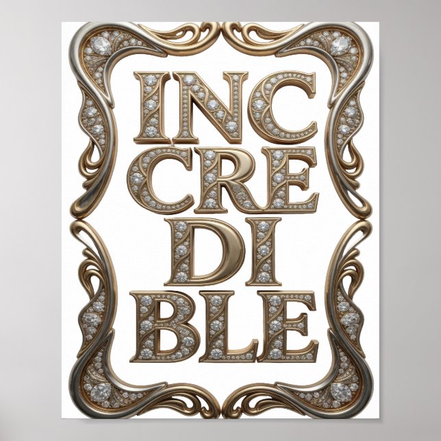 Sharp Gold INCREDIBLE Text Design Poster (Front)