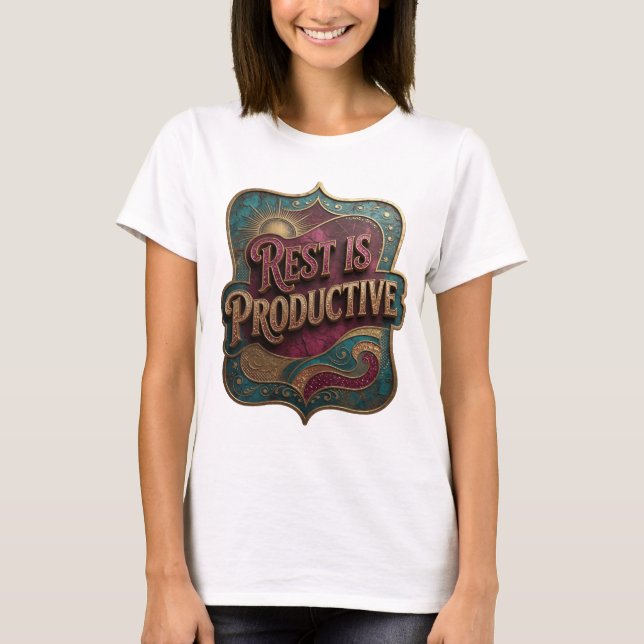 Sharp Gold REST IS PRODUCTIVE Graphic Tee (Front)
