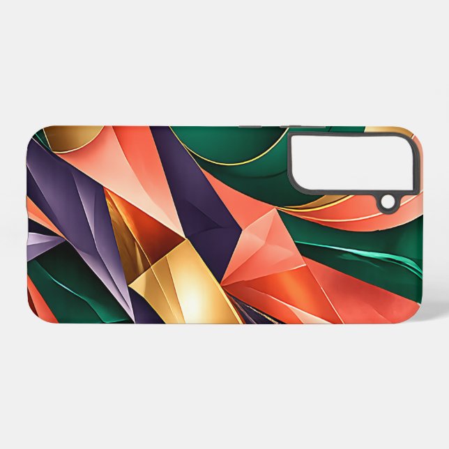 Sharp Green Gold Abstract Geometric Crystal Samsung Galaxy S22+ Case (Back Horizontal)