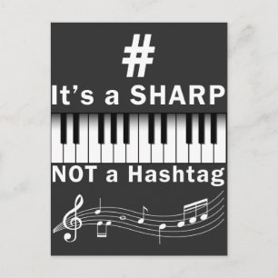 Sharp not Hashtag Piano Player Musician Keyboard Postcard