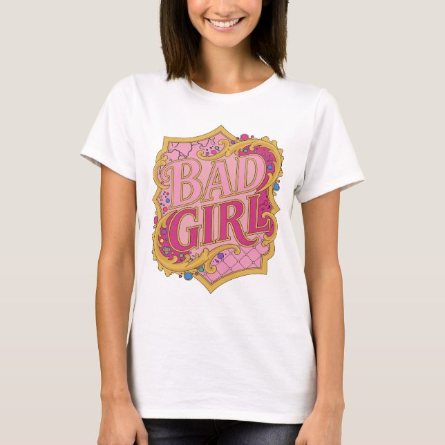 Sharp Pink BAD GIRL Design T-Shirt (Front)