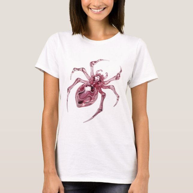 Sharp Pink GLASS SPIDER Design T-Shirt (Front)