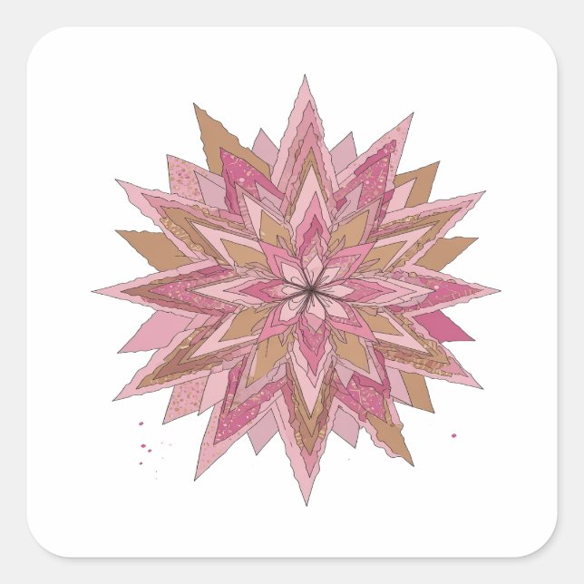 Sharp Pink PINK STAR Vinyl Style Square Sticker (Front)