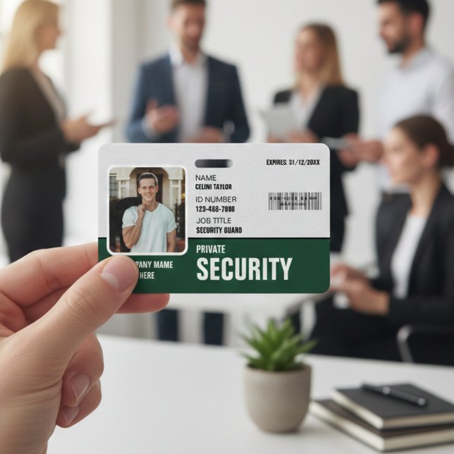 Sharp & Professional: Custom Security Guard ID  Badge (Sharp & Professional: Custom Green Security Guard ID Badge)