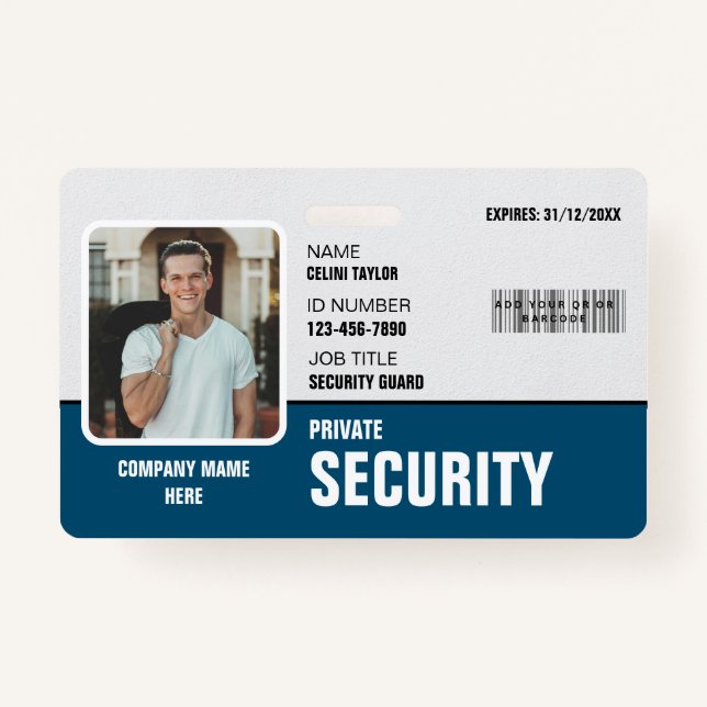 Sharp & Professional: Custom Security Guard ID  ID Badge (Front)