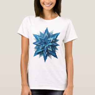 Sharp Silver BLUE STAR 3D Text Art T-Shirt