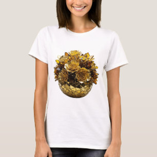 Sharp Silver GOLDEN ROSES Bold Design T-Shirt