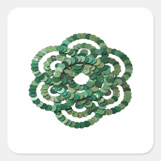 Sharp Silver GREEN SEQUINS Craft Sticker (Front)