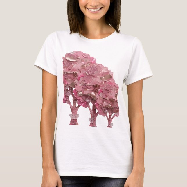 Sharp Silver PINK GLAMOUR TREE Design T-Shirt (Front)