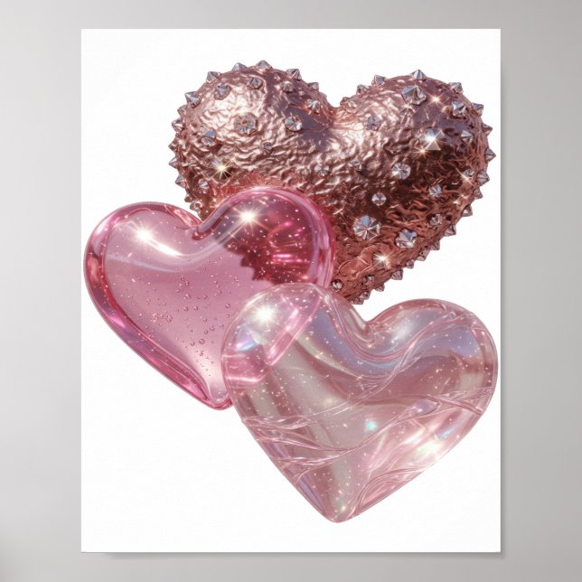 Sharp Silver THREE HEARTS Poster (Front)
