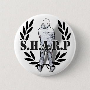 sharp skin standing 6 cm round badge