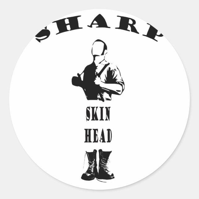 sharp skinhead classic round sticker (Front)