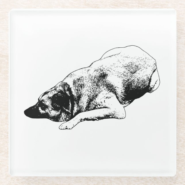 Sharp Vector Dog Brings Rest To Table Gatherings Glass Coaster (Front)