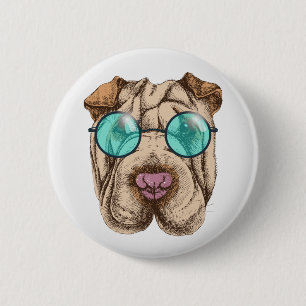 Sharpei In Sunglasses 6 Cm Round Badge
