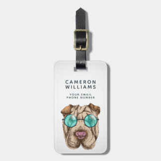 Sharpei In Sunglasses | Add Your Name Luggage Tag
