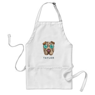 Sharpei In Sunglasses   Add Your Name Standard Apron