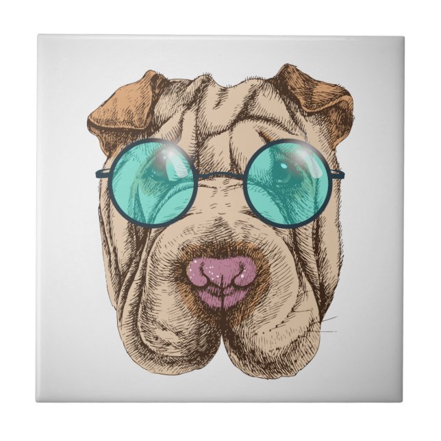 Sharpei In Sunglasses Tile (Front)