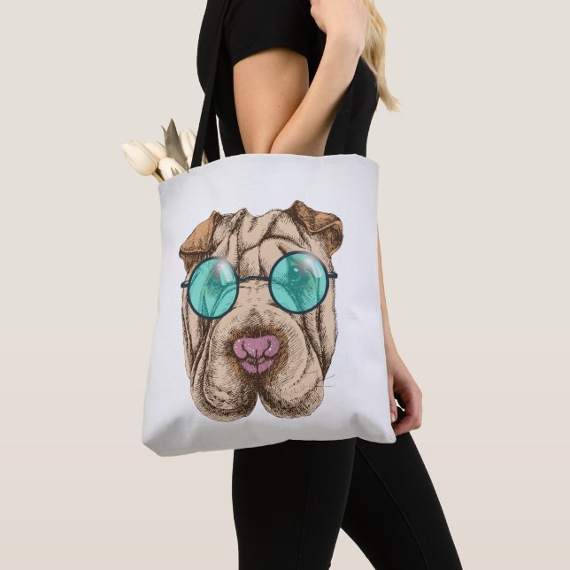 Sharpei In Sunglasses Tote Bag (Close Up)