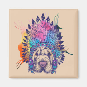 Sharpei Native American Indian Chief Magnet
