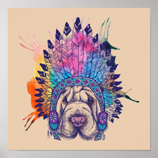 Sharpei Native American Indian Chief Poster (Front)