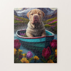 Sharpei on a Paddle: A Scenic Adventure Jigsaw Puzzle