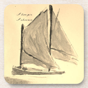 Sharpie Schooner Sailboat - Hard Plastic Coaster