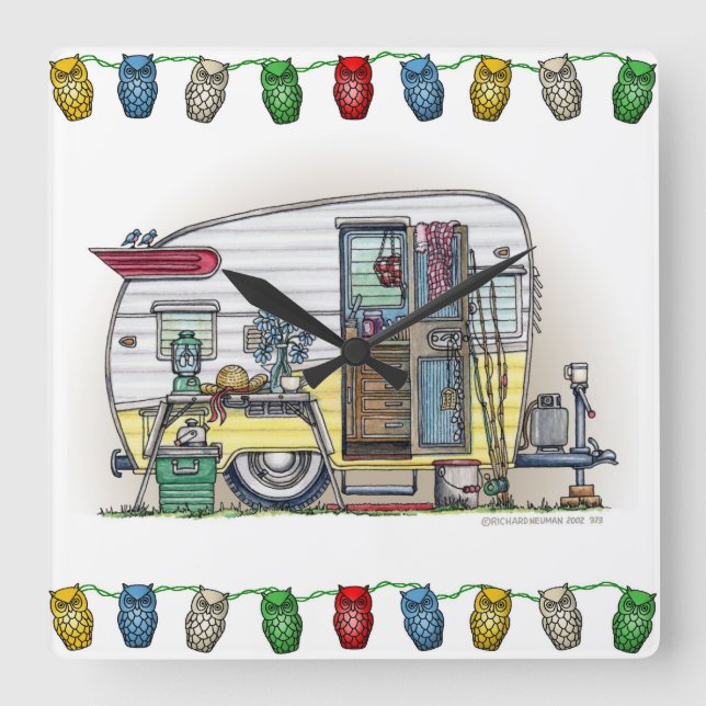 Shasta Camper Trailer RV Square Wall Clock (Front)