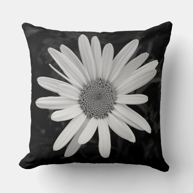 Shasta Daisy 03 - Black and White Cushion (Front)