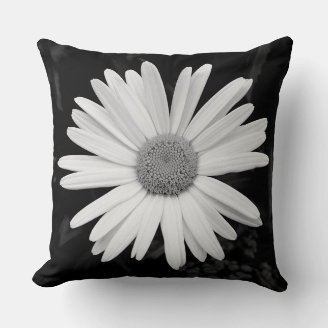 Shasta Daisy 04 - Black and White Cushion (Front)