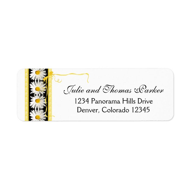 Shasta Daisy Black Gold Wedding Return Address (Front)