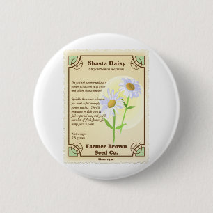 Shasta Daisy Seed Packet 6 Cm Round Badge