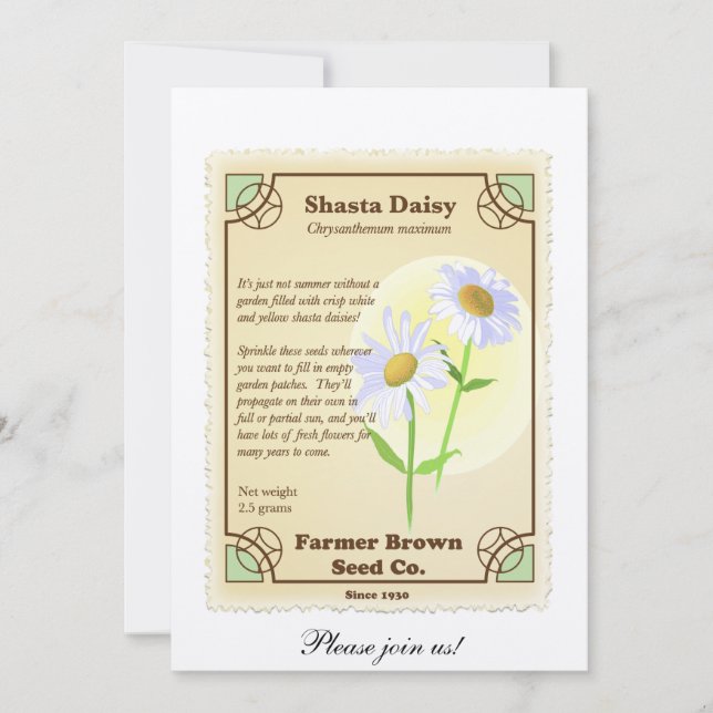 Shasta Daisy Seed Packet Invitation (Front)