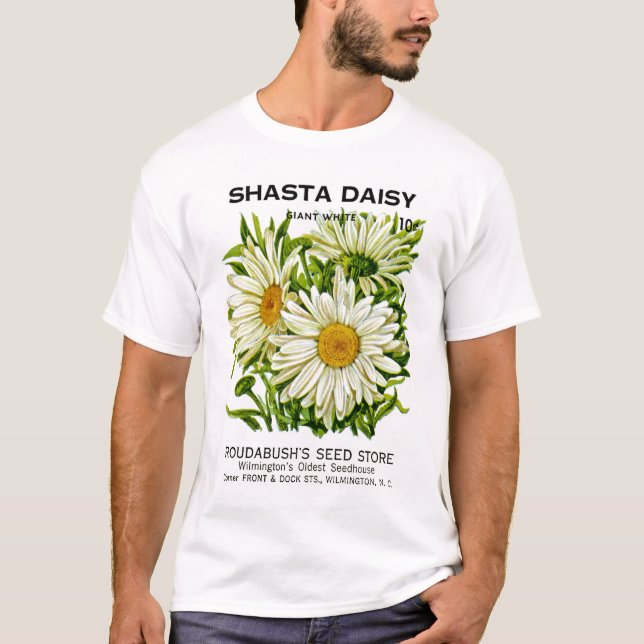 Shasta Daisy Vintage Seed Packet T-Shirt (Front)