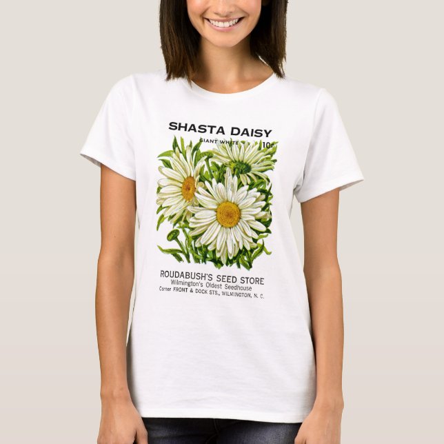 Shasta Daisy Vintage Seed Packet T-Shirt (Front)
