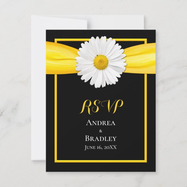 Shasta Daisy with Yellow Ribbon Response Card (Front)