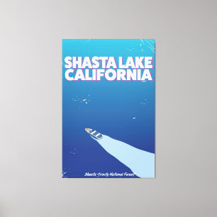 Shasta Lake California vintage syle travel poster Canvas Print