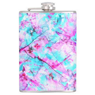 Shattered Blossom A colourful light design Hip Flask