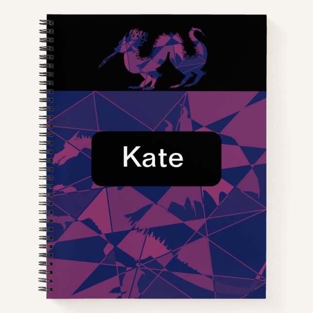 Shattered Blue Red Chinese dragon Notebook (Front)