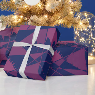 Shattered Blue Red Wrapping Paper
