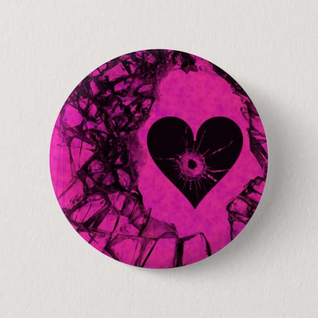 Shattered Broken Hole In My Heart 6 Cm Round Badge (Front)