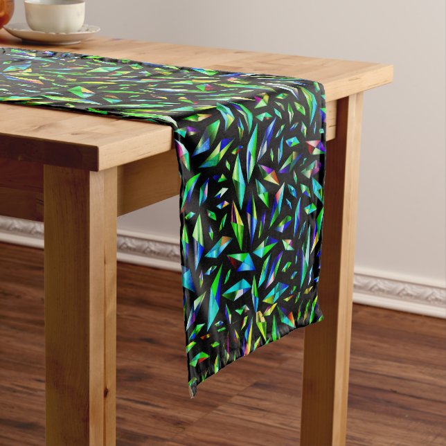 Shattered Colour Green Short Table Runner (In Situ)