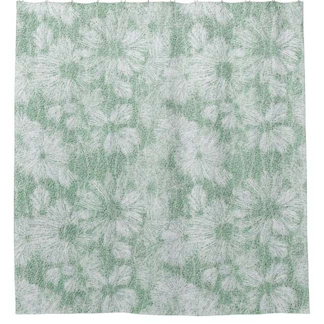 Shattered Daisy Textured in Soft Mint Green Shower Curtain (Front)