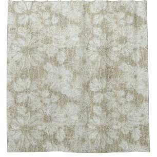 Shattered Daisy Textured Pattern in Coffee Cream Shower Curtain