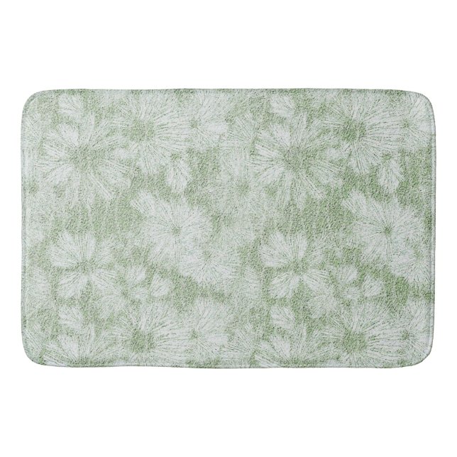 Shattered Daisy Textured Pattern in Lime Green Bath Mat (Front)