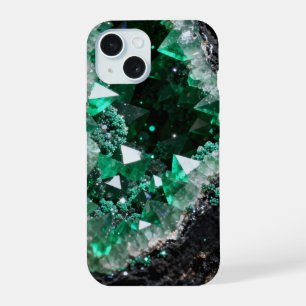 Shattered Emerald Geode Heart iPhone 15 Case