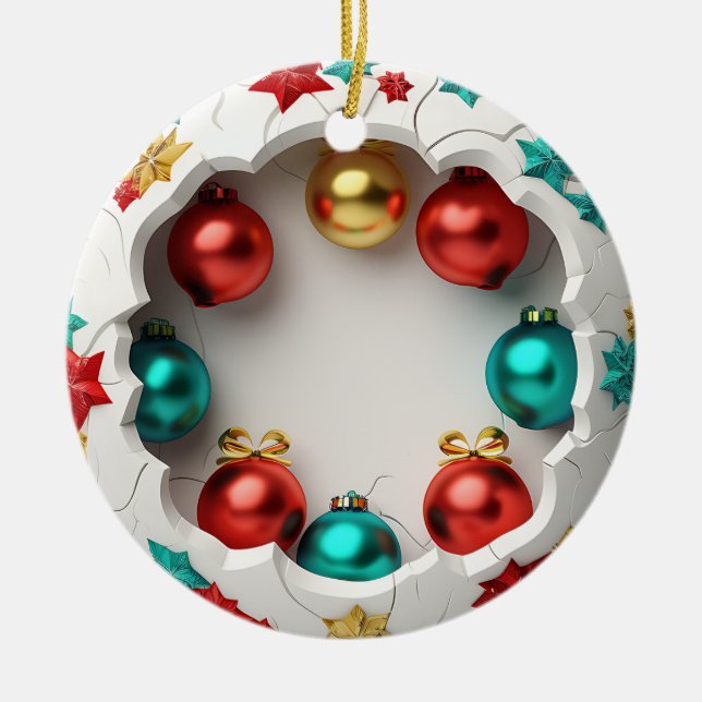 Shattered Festive Fragments Ceramic Tree Decoration (Front)