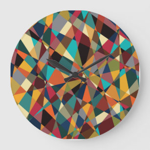 Shattered Geometric Mid Century Modern Abstract Large Clock